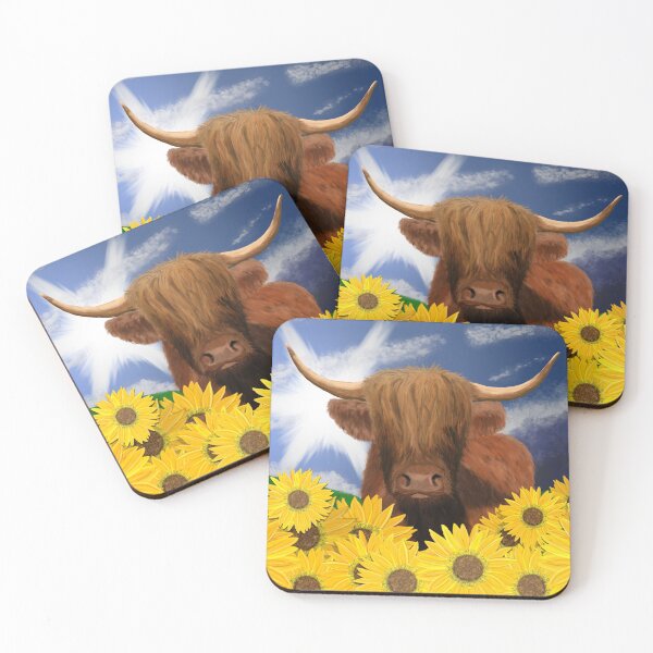 Item preview, Highland Coo and Sunflowers designed and sold by Wayne Young Arts.