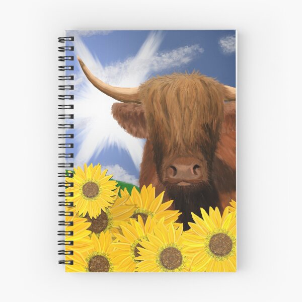 Artikelvorschau, Highland Coo und Sonnenblumen entworfen und verkauft von Wayne Young Arts.