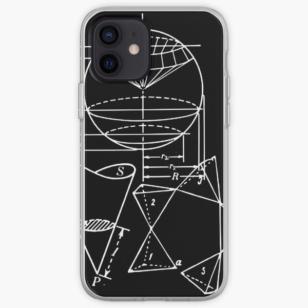 Vintage Math Diagrams - white on black iPhone Soft Case