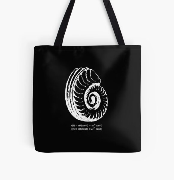Spiral Shell with Math (white) All Over Print Tote Bag