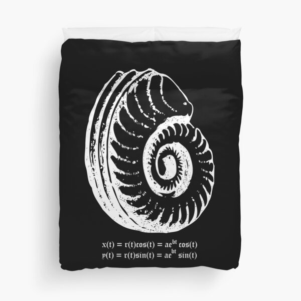 Spiral Shell with Math (white) Duvet Cover