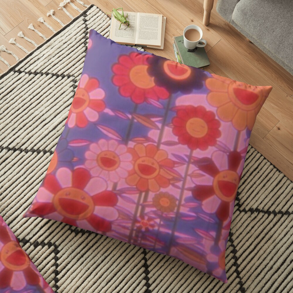 "indie happy flowers trippy " Floor Pillow by Cindeele Redbubble