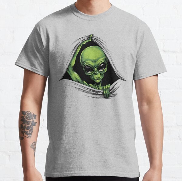 Scary Peeking Alien Coming Out Of Your Wherever Classic T-Shirt