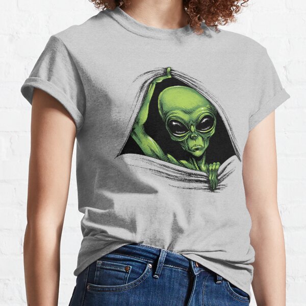 Scary Peeking Alien Coming Out Of Your Wherever Classic T-Shirt