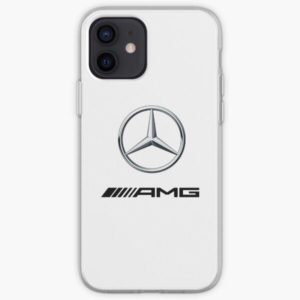 MEJOR CALIDAD - Logotipo de Mercedes-Benz AMG Plata Negro Funda blanda para iPhone