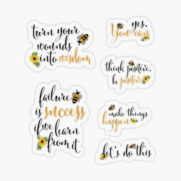 Bee, Bees Motivational Quotes Pack Sticker Sticker for Sale by Fas  Designs