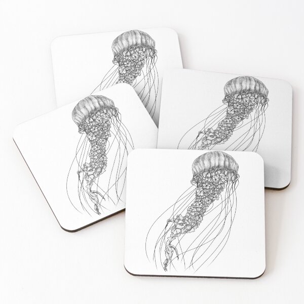 Item preview, Jellyfish with flowers (Black) designed and sold by SleepyHeadArt.
