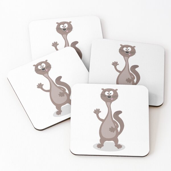 Item preview, Funny weasel waving cartoon illustration designed and sold by FrogFactory.