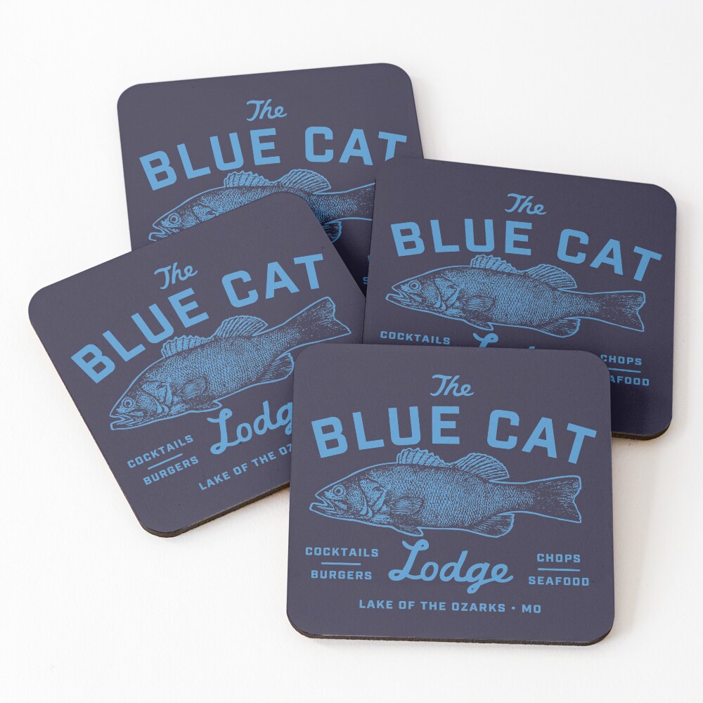 Blue Cat Lodge Coasters (Set of 4)
