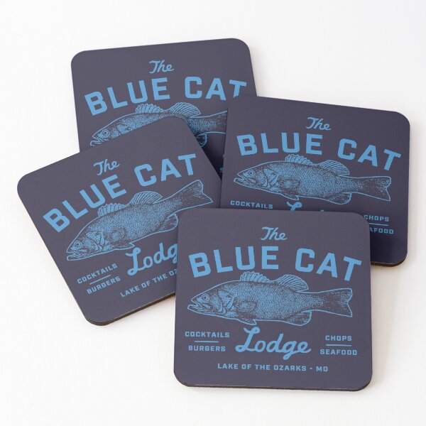 Blue Cat Lodge Coasters (Set of 4)