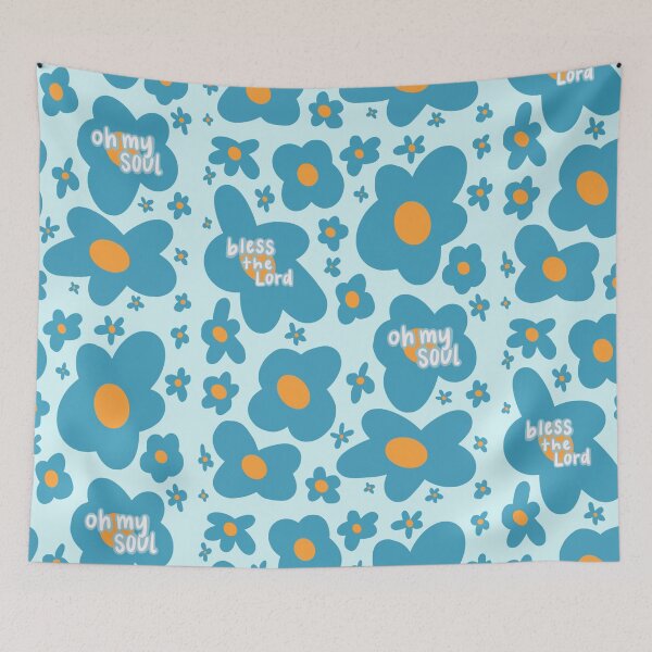 Item preview, Bless The Lord Oh My Soul Blue Floral designed and sold by faithprints.