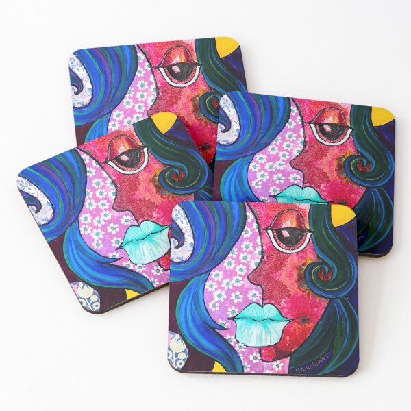 Item preview, Original Funky Face Painting and Collage designed and sold by RedRoofStudio.