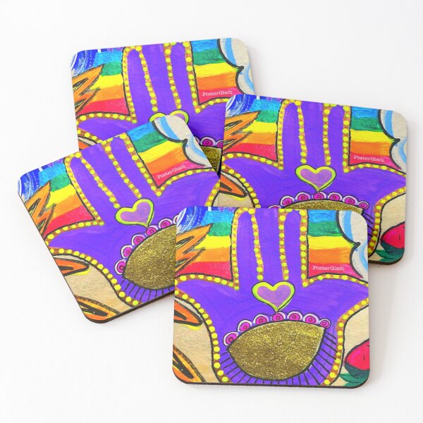 Item preview, Rainbow Neon Hamsa designed and sold by PosterGlam.