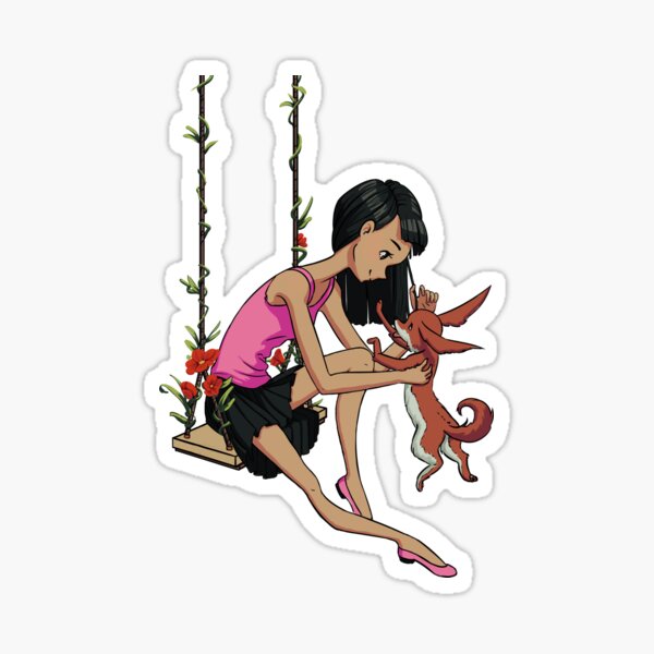 Afternoon Playtime with Pet at Grandma's House on the Swing Sticker
