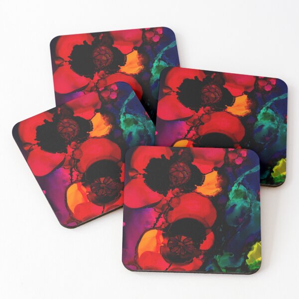 Item preview, Original Alcohol Ink Painting of Poppies designed and sold by RedRoofStudio.