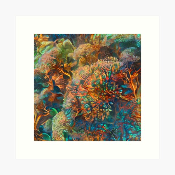 Abstraction of colorful underwater tropical coral reef Art Print