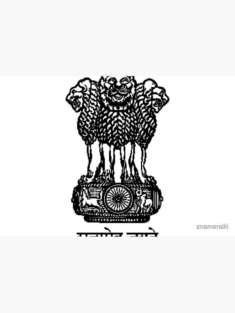 State Emblem of India #StateEmblemofIndia #StateEmblem #illustration #design #art #floral #crown #decoration #symbol #vintage #animal #pattern #frame #ornament #shield #lion #drawing #white #royal by znamenski