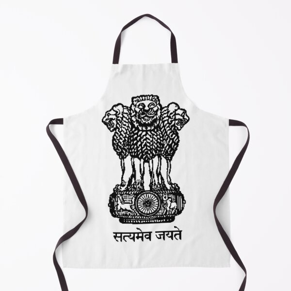State Emblem of India #StateEmblemofIndia #StateEmblem #illustration #design #art #floral #crown #decoration #symbol #vintage #animal #pattern #frame #ornament #shield #lion #drawing #white #royal Apron