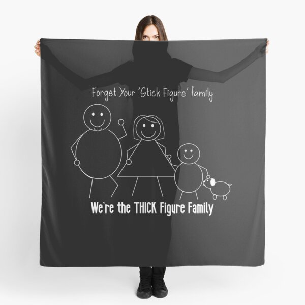 Funny Fat People Stick Figure Family Scarf