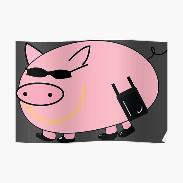 Pink Pig Meme Posters Redbubble - roblox piggy kylie kangaroo