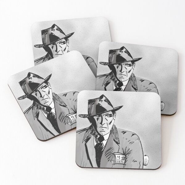 Item preview, Film Noir Character with Hat, Coat and Paper on a Grey Day designed and sold by ibadishi.