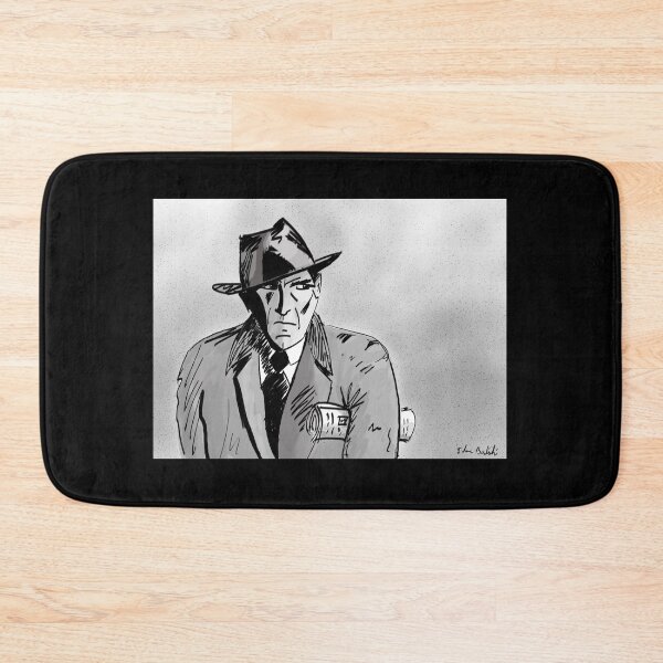Item preview, Film Noir Character with Hat, Coat and Paper on a Grey Day designed and sold by ibadishi.