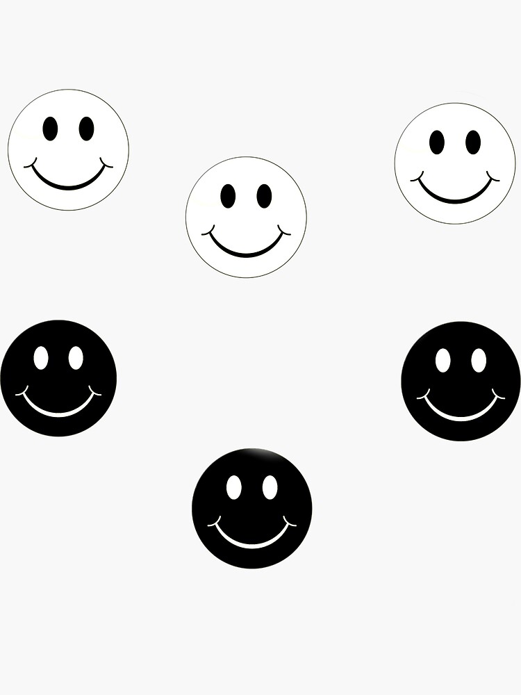 "cute simple black and white smiley face sticker pack " Sticker by