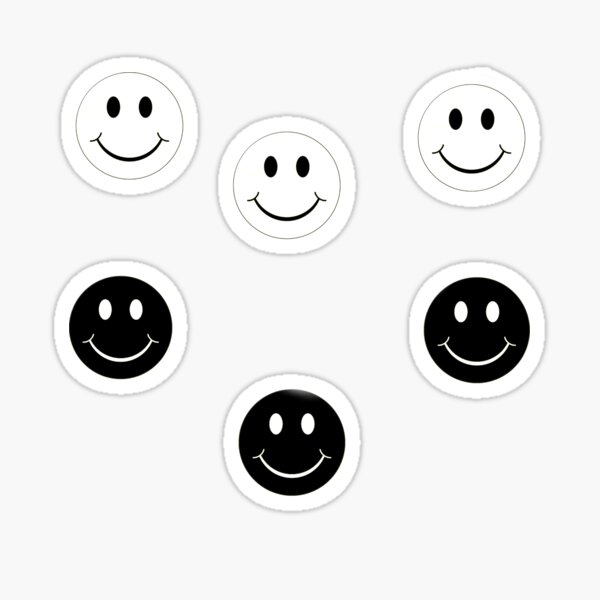 "cute simple black and white smiley face sticker pack " Sticker by