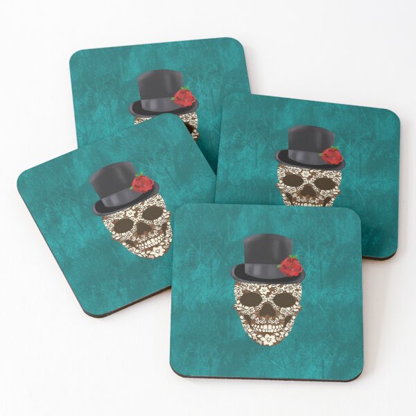 Item preview, Vintage Ivory Flowers Sugar Skull Top Hat with Rose designed and sold by MFGB-Creations.