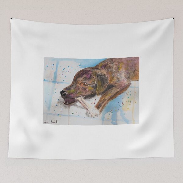 Item preview, Loose Watercolor Portrait of a Dog Chewing Bone designed and sold by ibadishi.