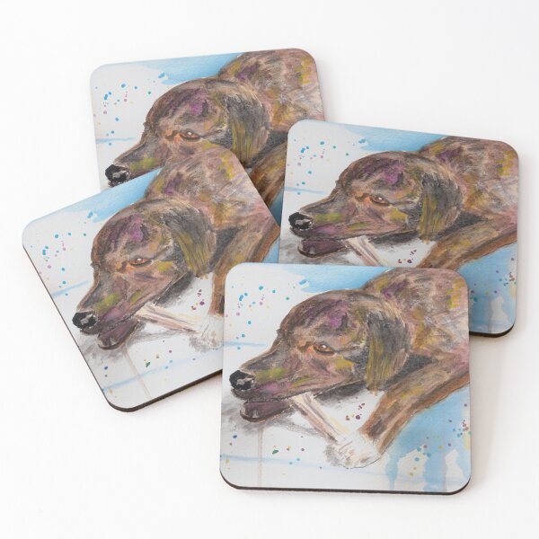 Item preview, Loose Watercolor Portrait of a Dog Chewing Bone designed and sold by ibadishi.