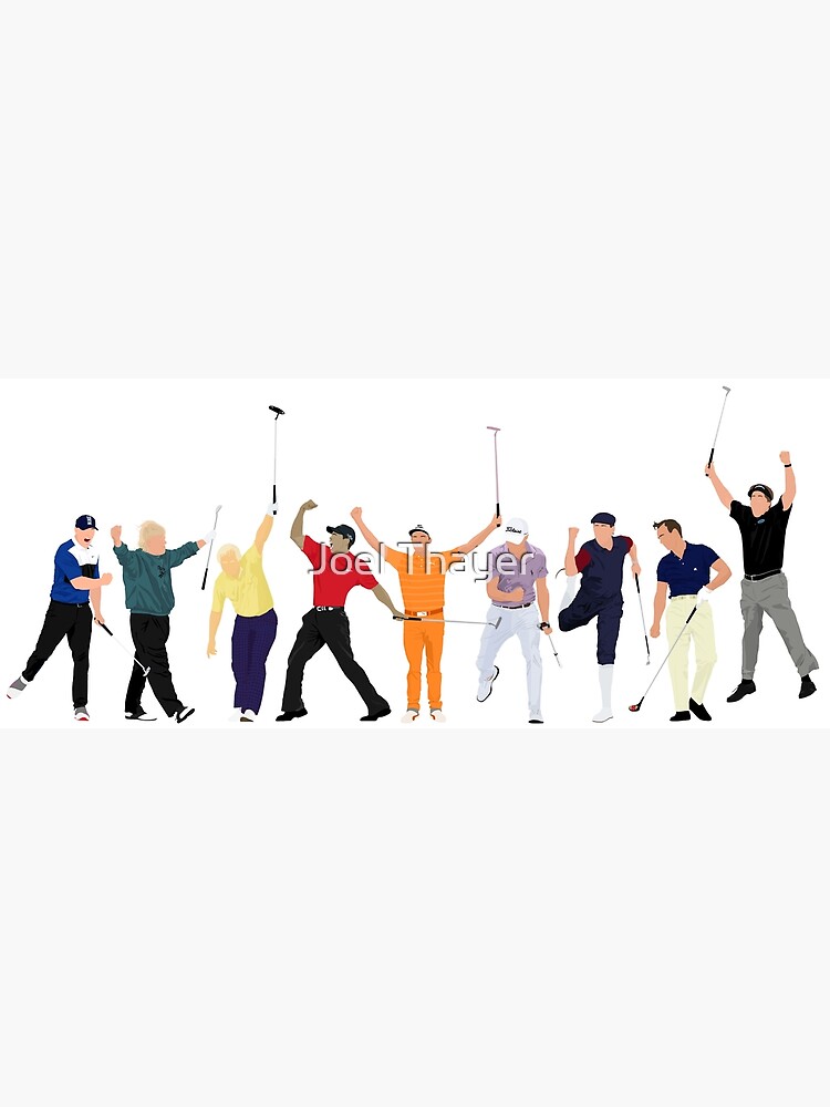 Discover Golf Legends, Brooks Koepka, John Daly Jack Nicklaus, Tiger Woods, Rickie Fowler, Justin Thomas, Payne Stewart, Arnold Palmer and Phil Mickelson Premium Matte Vertical Poster