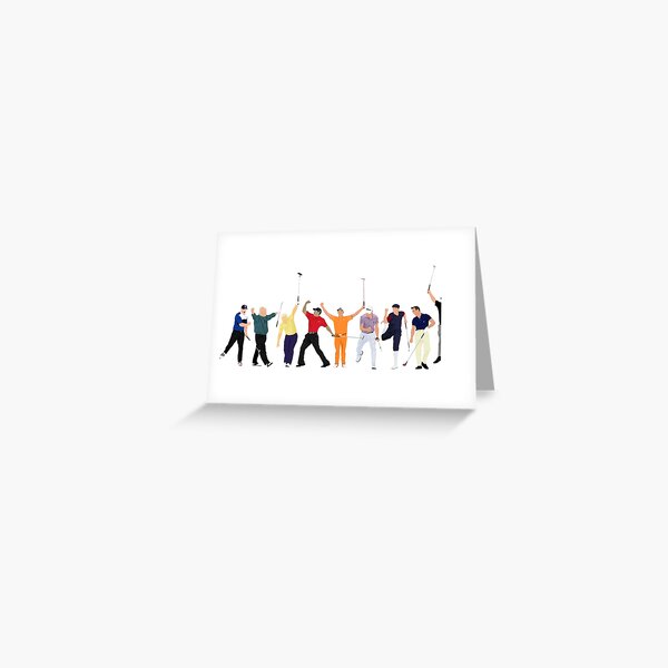 Golf Legends, Brooks Koepka, John Daly Jack Nicklaus, Tiger Woods, Rickie Fowler, Justin Thomas, Payne Stewart, Arnold Palmer and Phil Mickelson Greeting Card