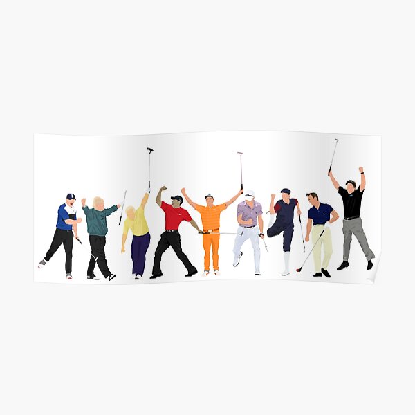 Golf Legends, Brooks Koepka, John Daly Jack Nicklaus, Tiger Woods, Rickie Fowler, Justin Thomas, Payne Stewart, Arnold Palmer and Phil Mickelson Poster