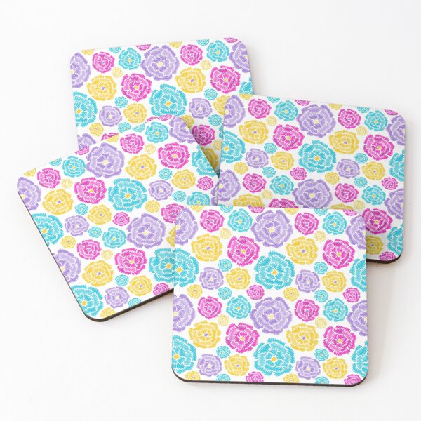 Item preview, Embroidery floral pattern of pink, yellow, blue, violet flowers designed and sold by AidanShea.
