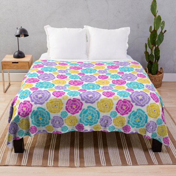 Item preview, Embroidery floral pattern of pink, yellow, blue, violet flowers designed and sold by AidanShea.