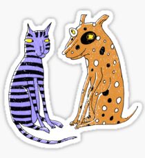 Opposites Attract Cat and Dog Sticker