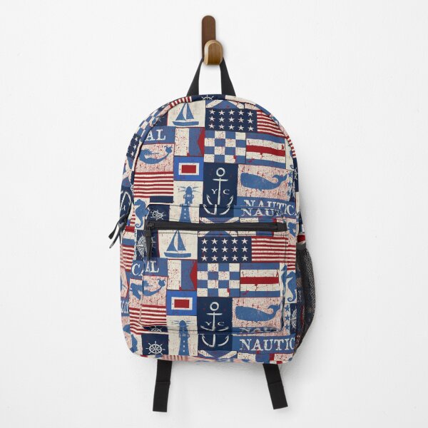 Item preview, Nautical Symbols Quilt Pattern Vintage Retro Grunge Red White and Blue designed and sold by funnytshirtemp.