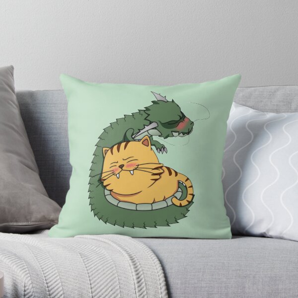Taradora Dragon and Tiger Throw Pillow