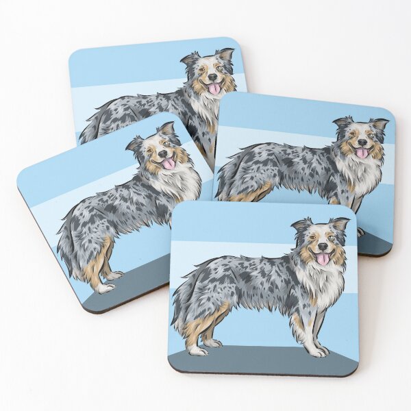 Item preview, Australian Shepherd Dog | Blue Merle | Cute Dog Art | Blue Background designed and sold by shirinsart.