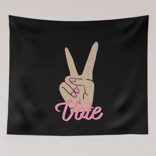 Item preview,  Female Pink Nails Peace Sign Neon Pink Vote Slogan  designed and sold by Dani Mullins.