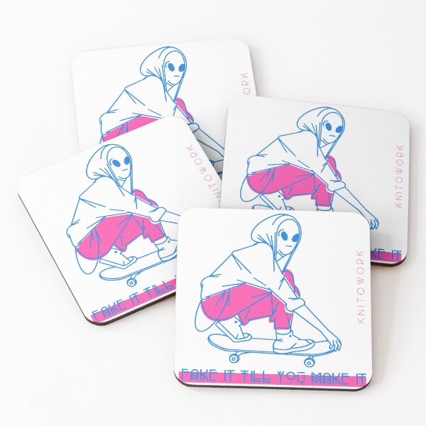 Item preview, Fake it till you make it | Alien Skateboarding illustration  designed and sold by Knitowork.