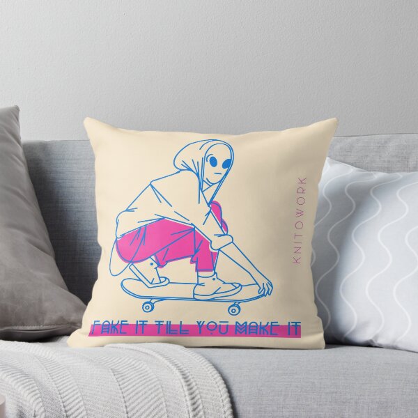 Item preview, Fake it till you make it | Alien Skateboarding illustration  designed and sold by Knitowork.