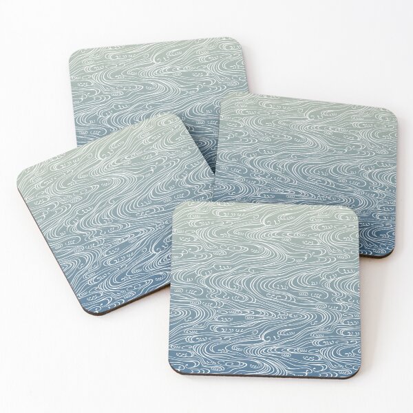Item preview, Japanese waves on ombre fading water background designed and sold by Blacklinesw9.
