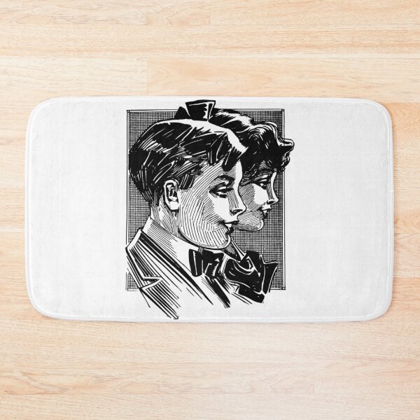Black and white man and woman Bath Mat