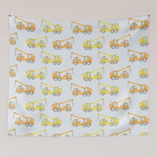 Item preview, Crane Truck Watercolor Pattern- Yellow & Orange designed and sold by Katherine Ann.