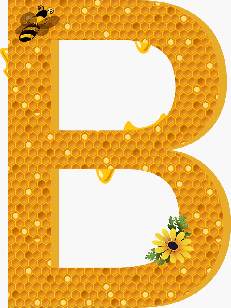 "Alphabet B Honeycomb Bee" Sticker For Sale By Fareehaahmed | Redbubble