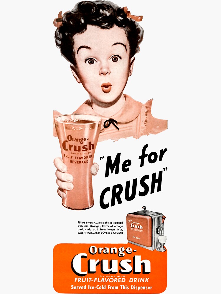 "ORANGE CRUSH ADVERT" Sticker by ThrowbackAds Redbubble