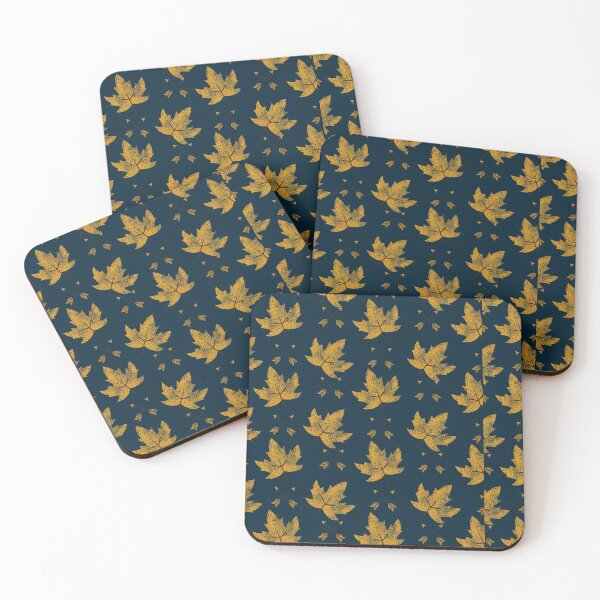 Item preview, Navy blue maple leaf golden arrow pattern gift design designed and sold by Michael Schmidt.