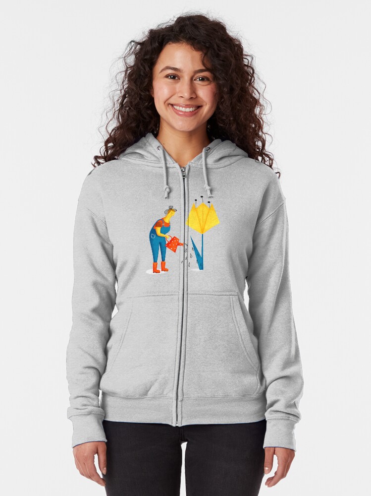 Alternate view of Plant mom at work Zipped Hoodie